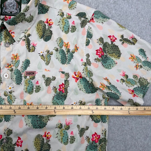 Dixxon Flannel Co Desert Rose Shirt Mens XL Cream Cactus Print Short Sleeve - Picture 8 of 9